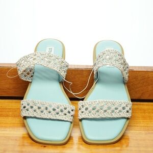 Steve Madden Woven Double Strap Sandals Light Grey Size 8.5